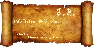 Böhler Mózes névjegykártya